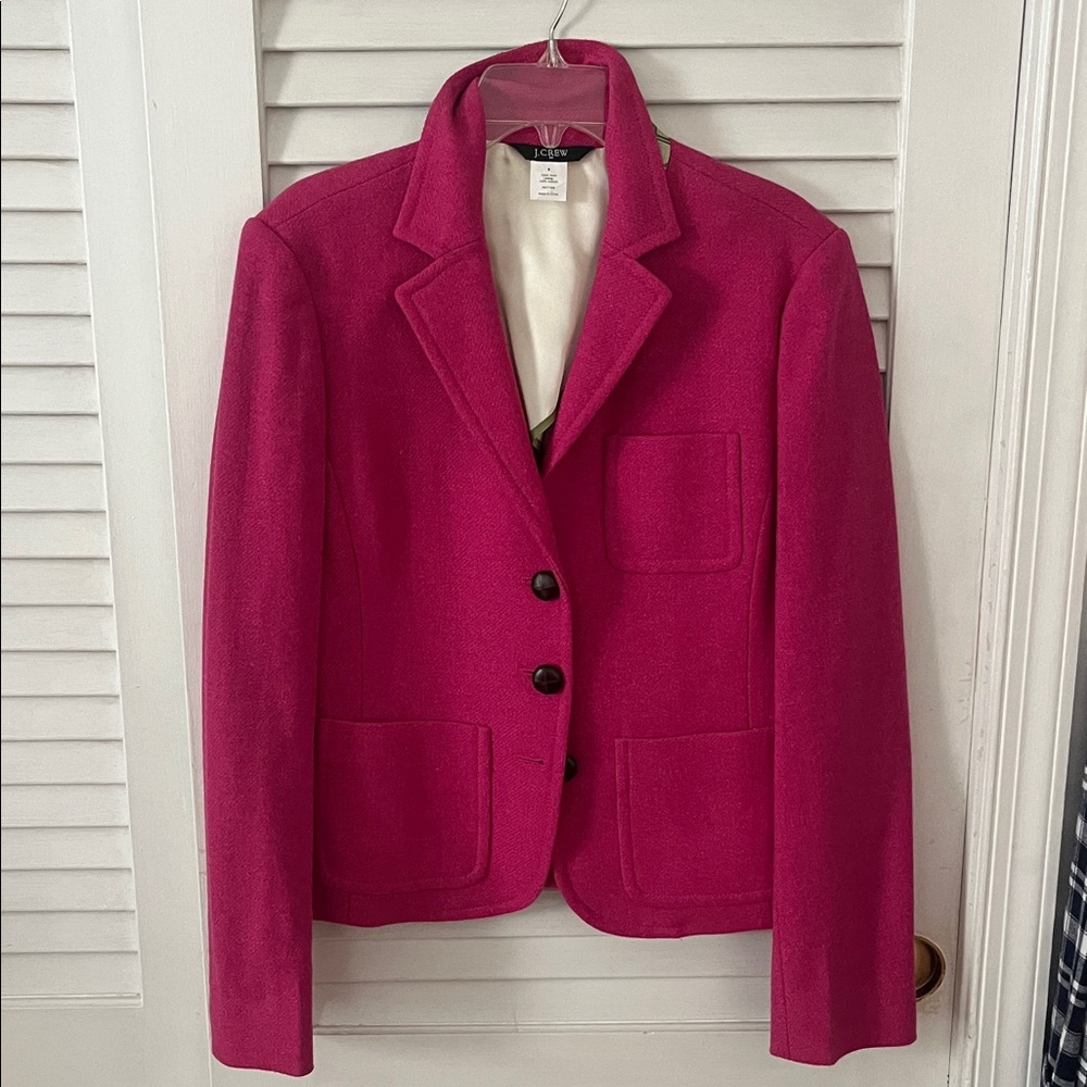 J. Crew Vibrant Pink Wool Blazer vintage